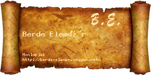Berde Elemér névjegykártya
